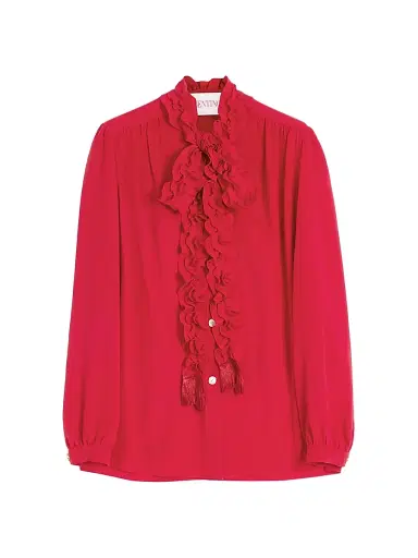 Valentino Garavani Women's Crepe De Chine Shirt - Red | Thumbnail 1