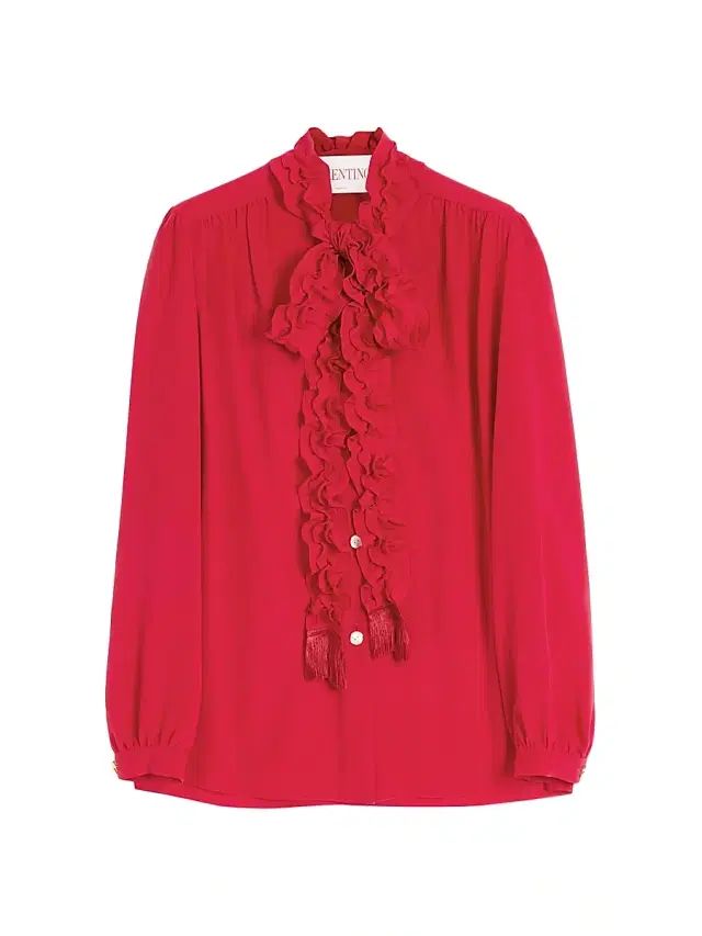 Women's Crepe De Chine Shirt - Red