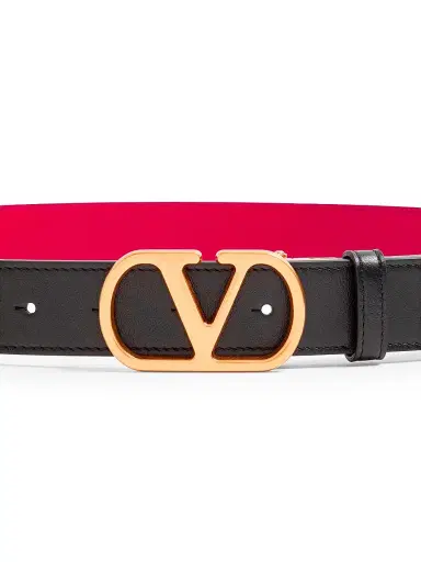 Valentino Garavani Women's Vlogo Signature Reversible Shiny Calfskin Belt 30MM - Black Red - Size Large | Thumbnail 4 Valentino Garavani Women's Vlogo Signature Reversible Shiny Calfskin Belt 30MM - Black Red - Size Large | Thumbnail 4