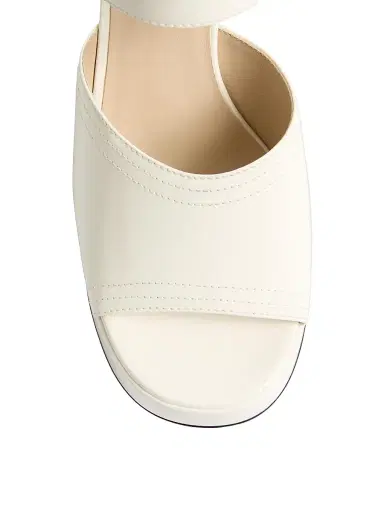 Valentino Garavani Women's Fawcette 100MM Platform Sandals in Polished Calfskin - Ivory - Size 10.5 | Thumbnail 3