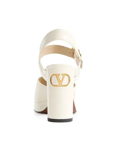 Valentino Garavani Women's Fawcette 100MM Platform Sandals in Polished Calfskin - Ivory - Size 10.5 | Thumbnail 5