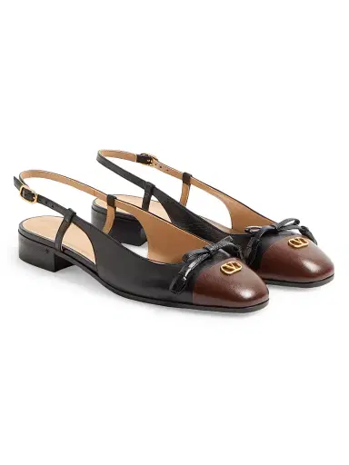 Valentino Garavani Women's Valet Du Roi Kid Slingback Ballerinas 25MM - Black Coffee - Size 11.5 | Thumbnail 2