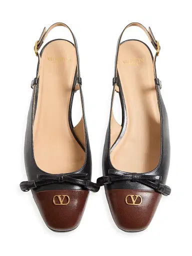 Valentino Garavani Women's Valet Du Roi Kid Slingback Ballerinas 25MM - Black Coffee - Size 11.5 | Thumbnail 4
