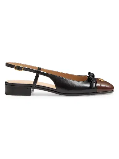 Valentino Garavani Women's Valet Du Roi Kid Slingback Ballerinas 25MM - Black Coffee - Size 11.5 | Thumbnail 1