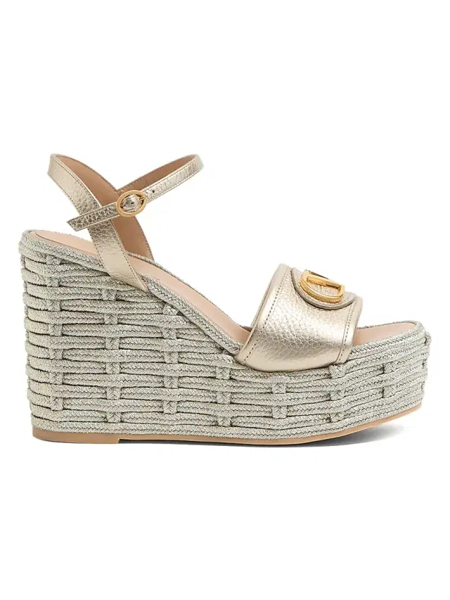 Valentino Garavani Women's VLogo Signature Wedge Sandals 0MM - Platinum