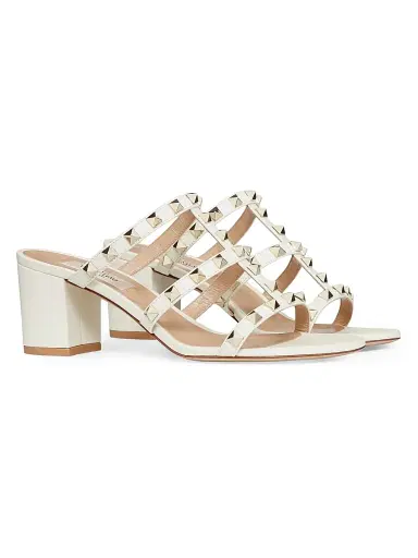 Valentino Garavani Women's Rockstud Calfskin Leather Slide Sandals 60MM - Light Ivory - Size 7 | Thumbnail 2 Valentino Garavani Women's Rockstud Calfskin Leather Slide Sandals 60MM - Light Ivory - Size 7 | Thumbnail 2
