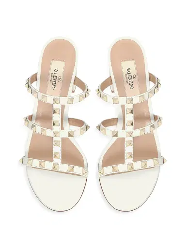 Valentino Garavani Women's Rockstud Calfskin Leather Slide Sandals 60MM - Light Ivory - Size 7 | Thumbnail 4 Valentino Garavani Women's Rockstud Calfskin Leather Slide Sandals 60MM - Light Ivory - Size 7 | Thumbnail 4