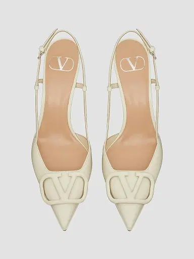 Valentino Garavani Women's VLogo 80MM Signature Patent Leather Slingback Pumps - Light | Thumbnail 4