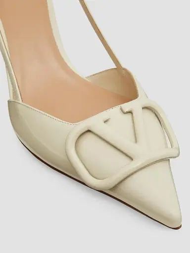 Valentino Garavani Women's VLogo 80MM Signature Patent Leather Slingback Pumps - Light | Thumbnail 5