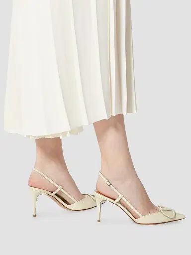 Valentino Garavani Women's VLogo 80MM Signature Patent Leather Slingback Pumps - Light | Thumbnail 6
