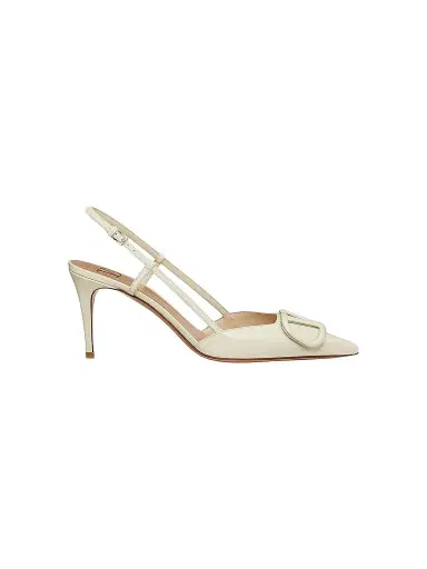 Valentino Garavani Women's VLogo 80MM Signature Patent Leather Slingback Pumps - Light | Thumbnail 1