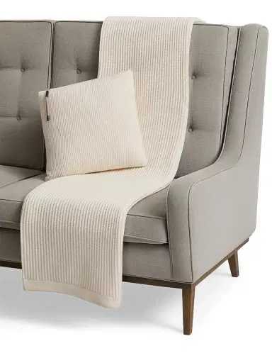 Brunello Cucinelli Cashmere English Rib Knit Cushion with Shiny Zipper Pull - Buff | Thumbnail 8 Brunello Cucinelli Cashmere English Rib Knit Cushion with Shiny Zipper Pull - Buff | Thumbnail 8