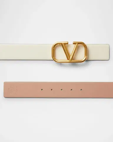 Valentino Garavani VLogo Signature Reversible Leather Belt, 40mm | Thumbnail 2