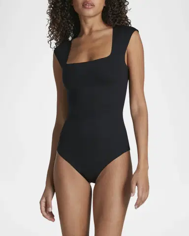 Commando Cap-Sleeve Neoprene Thong Bodysuit | Thumbnail 2