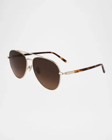 Ferragamo Men 's SF316S Prisma Metal Aviator Sunglasses | Thumbnail 3