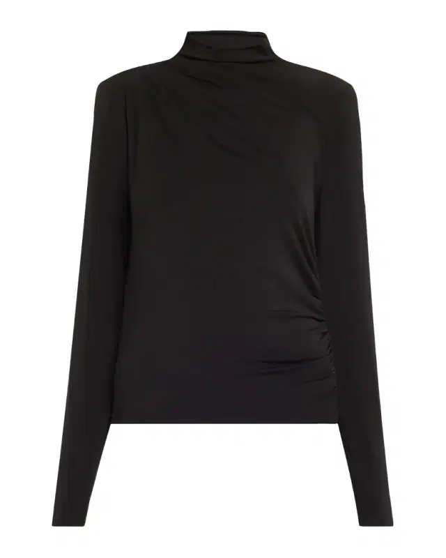 Veronica Beard Mylie Gathered Turtleneck Top