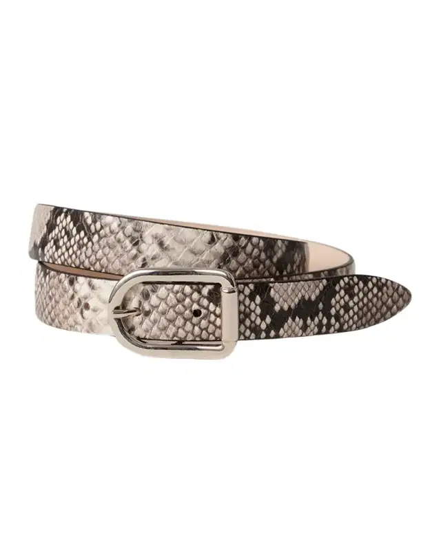 Dehanche Mija Snake-Embossed Leather Skinny Belt