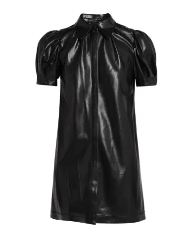 Alice + Olivia Jem Vegan Leather Puff-Sleeve Shirtdress | Thumbnail 1 Alice + Olivia Jem Vegan Leather Puff-Sleeve Shirtdress | Thumbnail 1