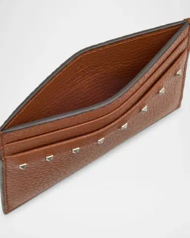 Valentino Garavani Men's Leather Rockstud Card Holder | Thumbnail 4 Valentino Garavani Men's Leather Rockstud Card Holder | Thumbnail 4