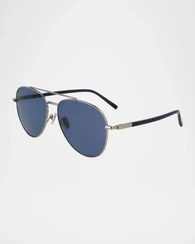 Ferragamo Men's SF316S Prisma Metal Aviator Sunglasses | Thumbnail 3