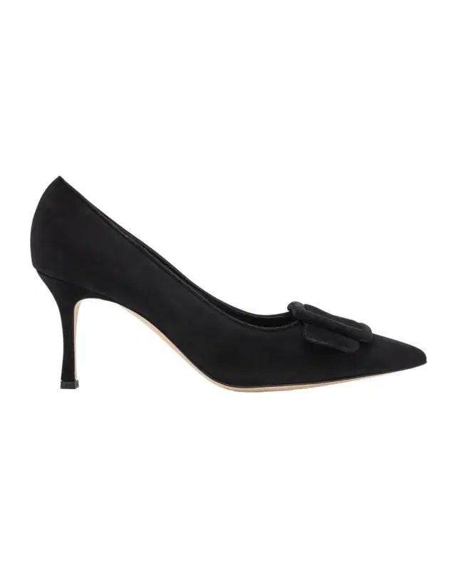Manolo Blahnik Maysale Suede Pointed-Toe Buckle Pumps