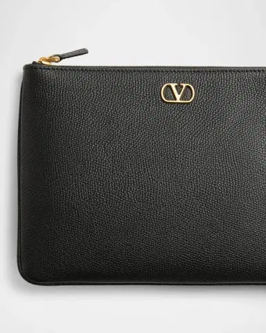 Valentino Garavani VLOGO Medium Leather Flat Pouch Bag | Thumbnail 8 Valentino Garavani VLOGO Medium Leather Flat Pouch Bag | Thumbnail 8