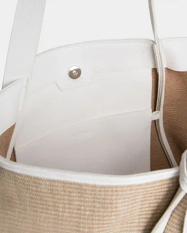Akris Alex Raffia & Leather Tote Bag | Thumbnail 3 Akris Alex Raffia & Leather Tote Bag | Thumbnail 3
