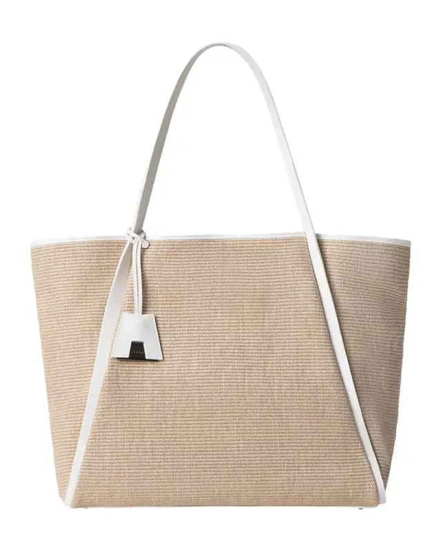 Akris Alex Raffia & Leather Tote Bag
