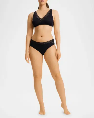Hanro Cotton Delight Lace-Trim High-Cut Briefs | Thumbnail 2
