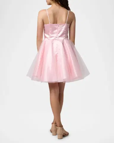 Un Deux Trois Girl's Satin & Tulle Party Dress, Size 7- | Thumbnail 2 Un Deux Trois Girl's Satin & Tulle Party Dress, Size 7- | Thumbnail 2