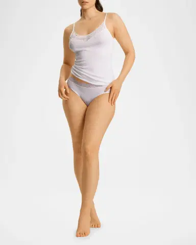 Hanro Cotton Delight Lace-Trim High-Cut Briefs | Thumbnail 2