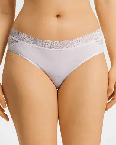 Hanro Cotton Delight Lace-Trim High-Cut Briefs | Thumbnail 4