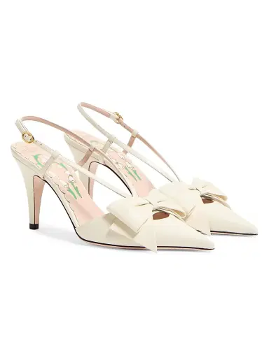 Valentino Garavani Women's Bowow 85MM Slingback Pumps - Ivory - Size 9.5 | Thumbnail 2