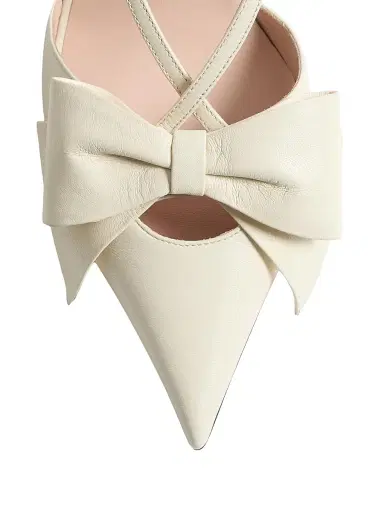 Valentino Garavani Women's Bowow 85MM Slingback Pumps - Ivory - Size 9.5 | Thumbnail 5