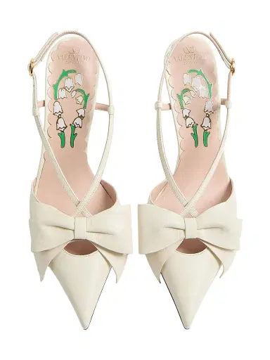 Valentino Garavani Women's Bowow 85MM Slingback Pumps - Ivory - Size 9.5 | Thumbnail 6