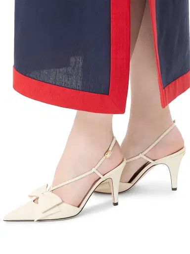 Valentino Garavani Women's Bowow 85MM Slingback Pumps - Ivory - Size 9.5 | Thumbnail 7