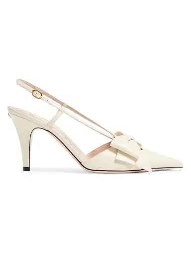 Valentino Garavani Women's Bowow 85MM Slingback Pumps - Ivory - Size 9.5 | Thumbnail 1