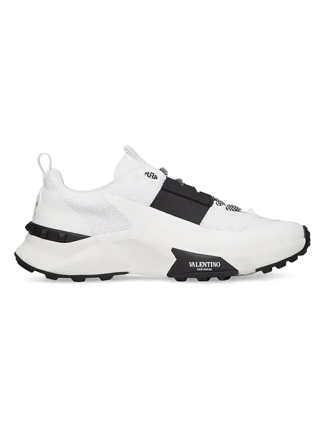 Valentino Garavani Men's True Act Low Top Sneakers in Mesh and Rubberized Fabric - White Blck