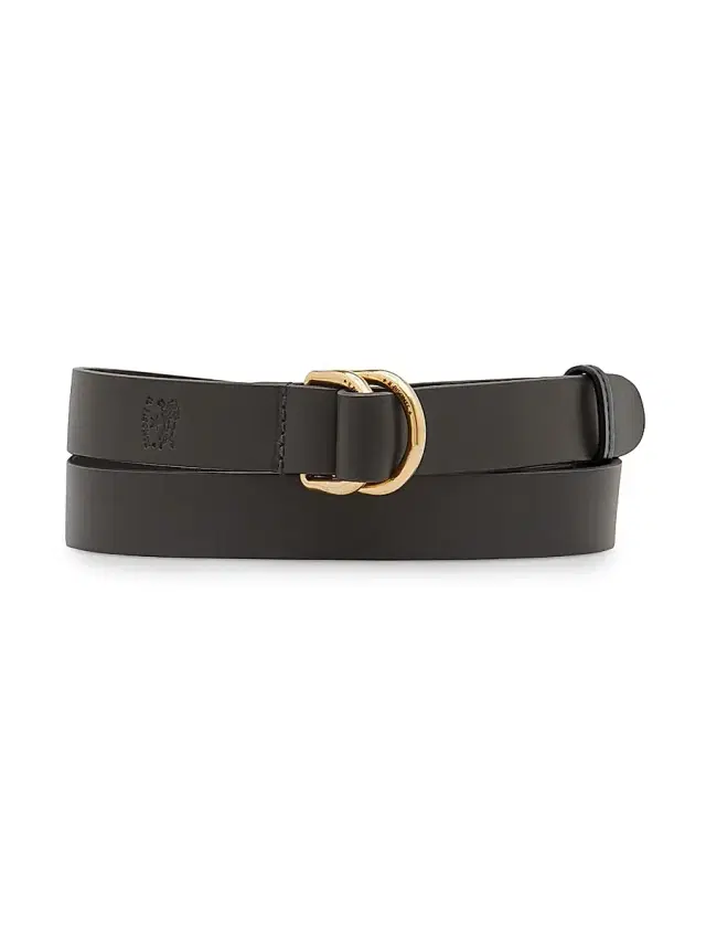 Il Bisonte Women's Leather Double D-Ring Buckle Belt - Nero