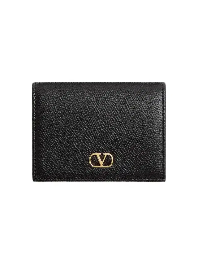 Women's VLogo Signature Grainy Calfskin Wallet - Black