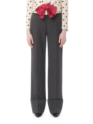 Valentino Garavani Women's Virgin Wool Pants - Gray Melange - Size 8 | Thumbnail 2