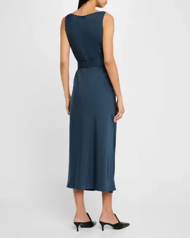 Lapointe Cowl-Neck Belted Satin Midi Dress | Thumbnail 3