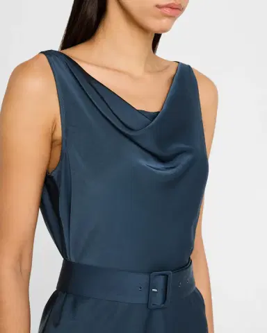 Lapointe Cowl-Neck Belted Satin Midi Dress | Thumbnail 5