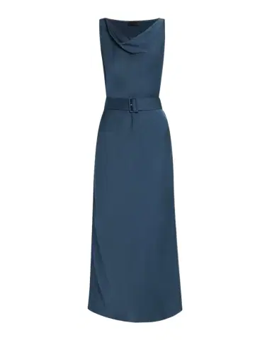 Lapointe Cowl-Neck Belted Satin Midi Dress | Thumbnail 1