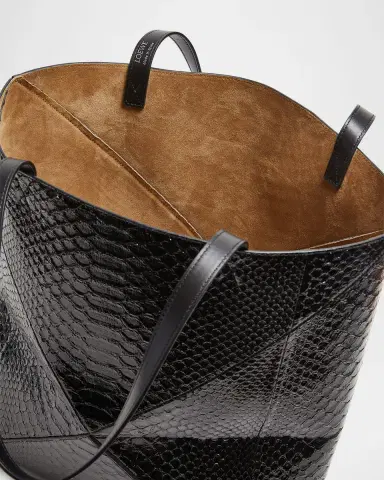 Loewe Puzzle Fold Large Patent Python-Embossed Tote Bag | Thumbnail 3 Loewe Puzzle Fold Large Patent Python-Embossed Tote Bag | Thumbnail 3