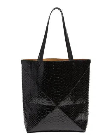 Loewe Puzzle Fold Large Patent Python-Embossed Tote Bag | Thumbnail 1 Loewe Puzzle Fold Large Patent Python-Embossed Tote Bag | Thumbnail 1
