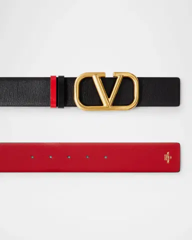 Valentino Garavani VLogo Signature Reversible Leather Belt, 40mm | Thumbnail 2