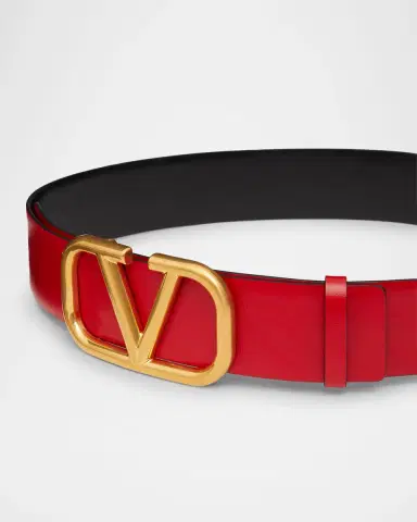 Valentino Garavani VLogo Signature Reversible Leather Belt, 40mm | Thumbnail 3