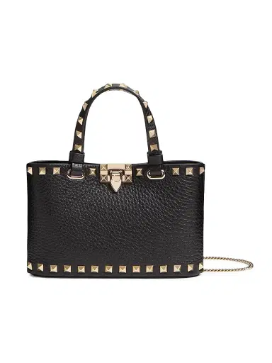 Valentino Garavani Women's Mini Rockstud Shopping Bag in Grainy Calfskin | Thumbnail 1 Valentino Garavani Women's Mini Rockstud Shopping Bag in Grainy Calfskin | Thumbnail 1