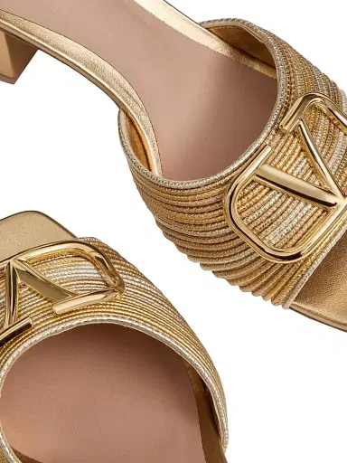 Valentino Garavani Women's Metallic VLogo Signature Slide Sandals 60MM - Gold - Size 7 | Thumbnail 5 Valentino Garavani Women's Metallic VLogo Signature Slide Sandals 60MM - Gold - Size 7 | Thumbnail 5